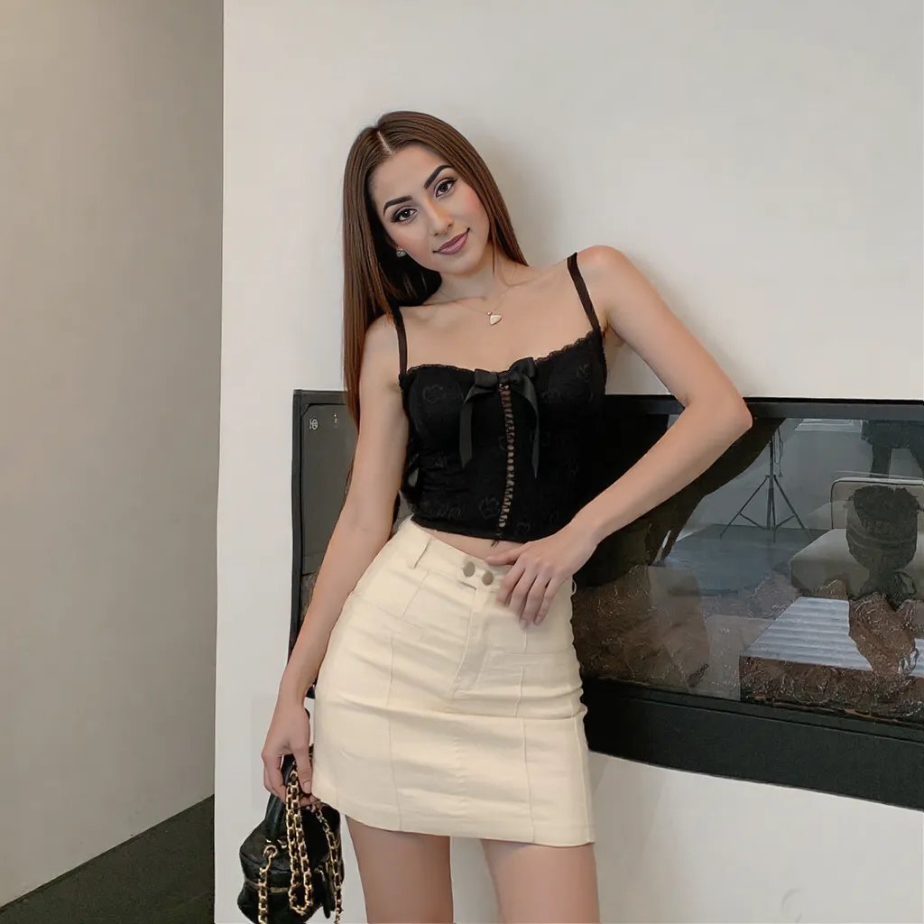 Lace Bow Built - In Bra Top β Sultry & Elegant - Zero Bra