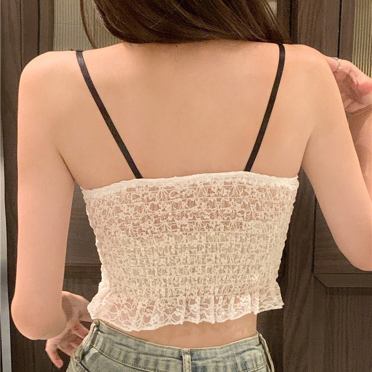 Lace Bow - Tie Built - In Bra Corset Top - Zero Bra