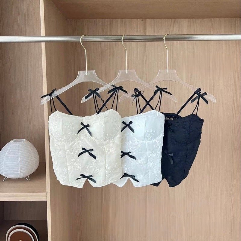 Lace Bow - Tie Built - In Bra Corset Top - Zero Bra