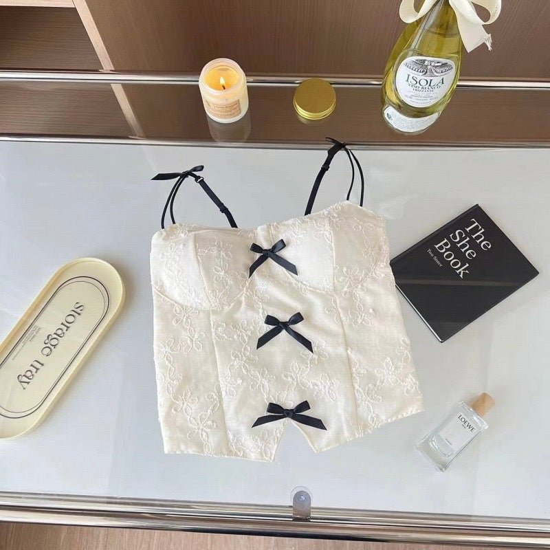 Lace Bow - Tie Built - In Bra Corset Top - Zero Bra