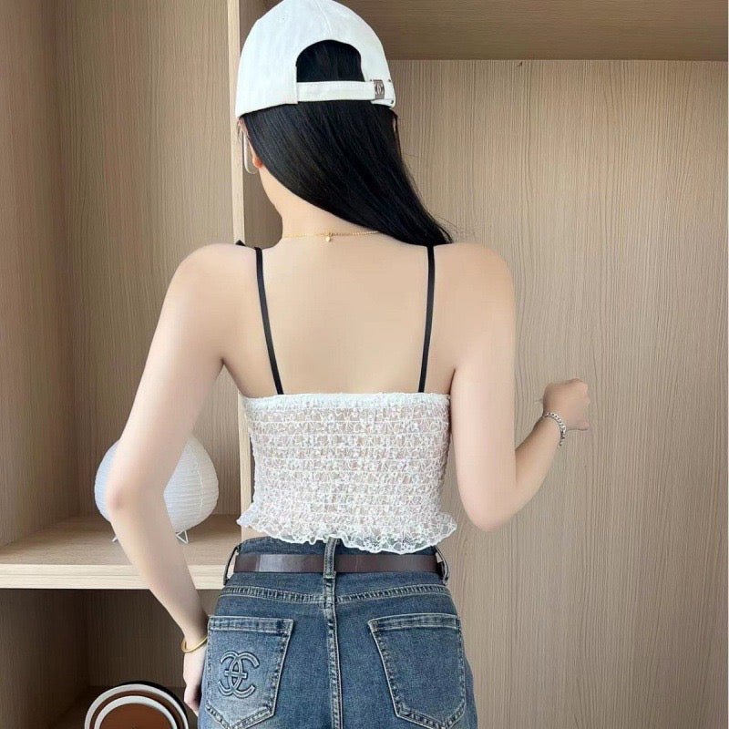 Lace Bow - Tie Built - In Bra Corset Top - Zero Bra