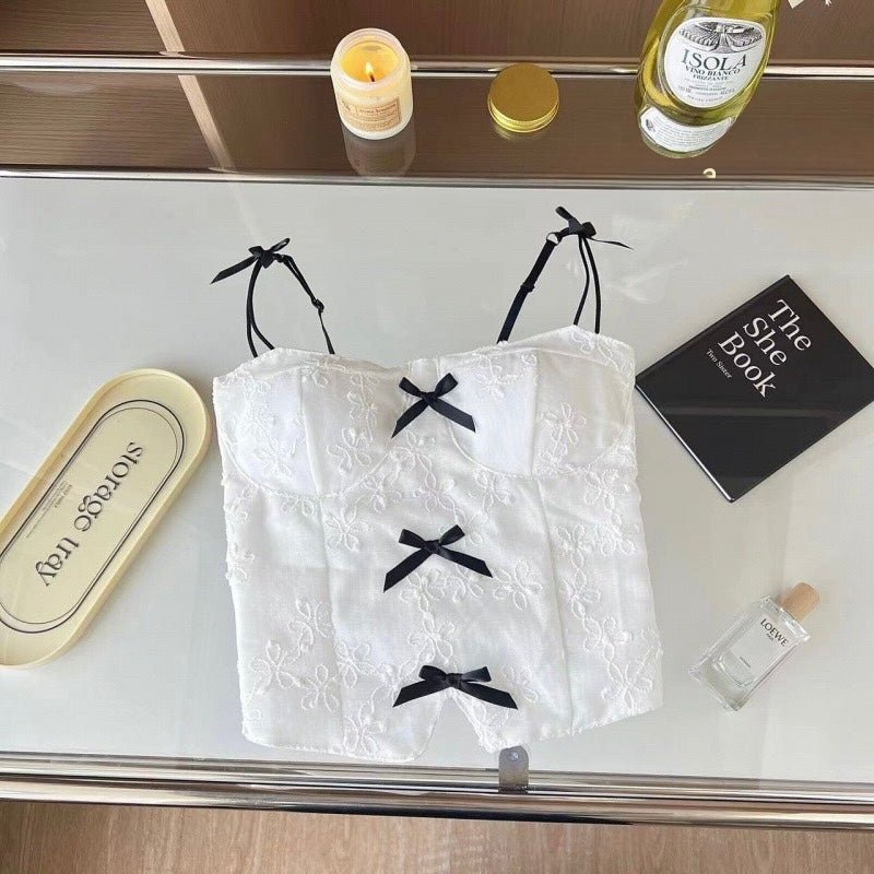 Lace Bow - Tie Built - In Bra Corset Top - Zero Bra