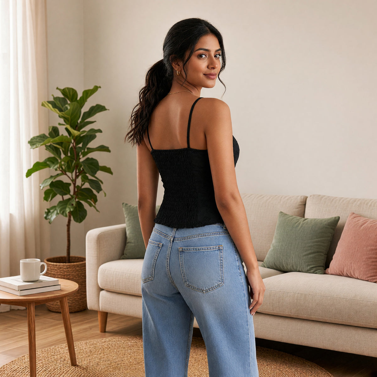 Lace Bow-Tie Built-in Bra Corset Top