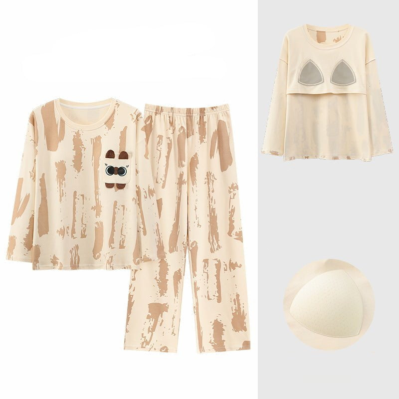 Latte Swirl Padded Pajama Set – Padded Comfort - Zero Bra