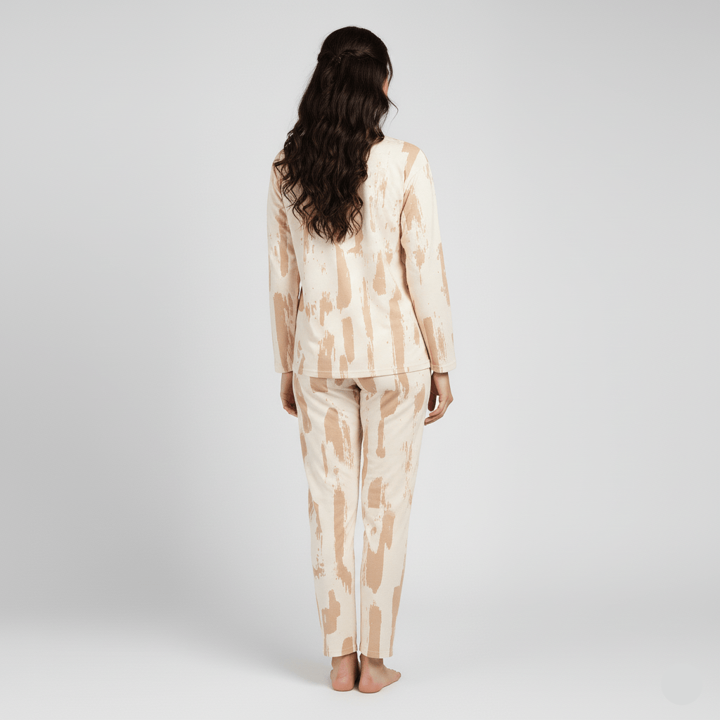 Latte Swirl Padded Pajama Set – Padded Comfort - Zero Bra