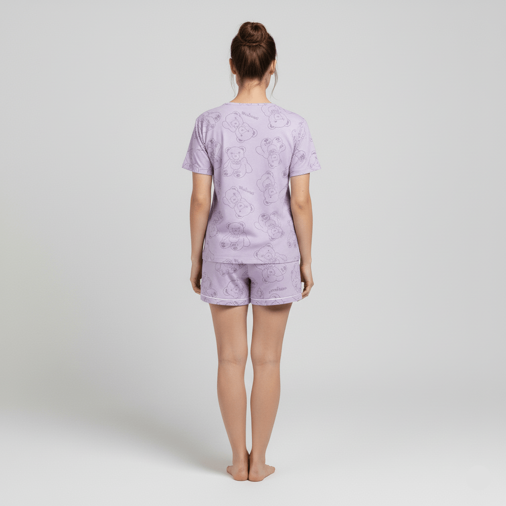 Lavender Bear PJ Set – With Padded Bliss - Zero Bra
