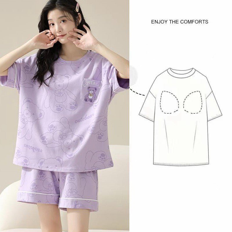 Lavender Bear PJ Set – With Padded Bliss - Zero Bra