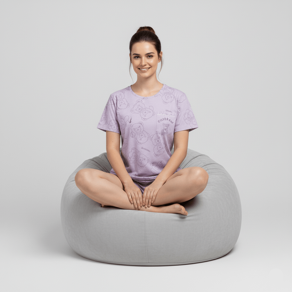 Lavender Bear PJ Set – With Padded Bliss - Zero Bra