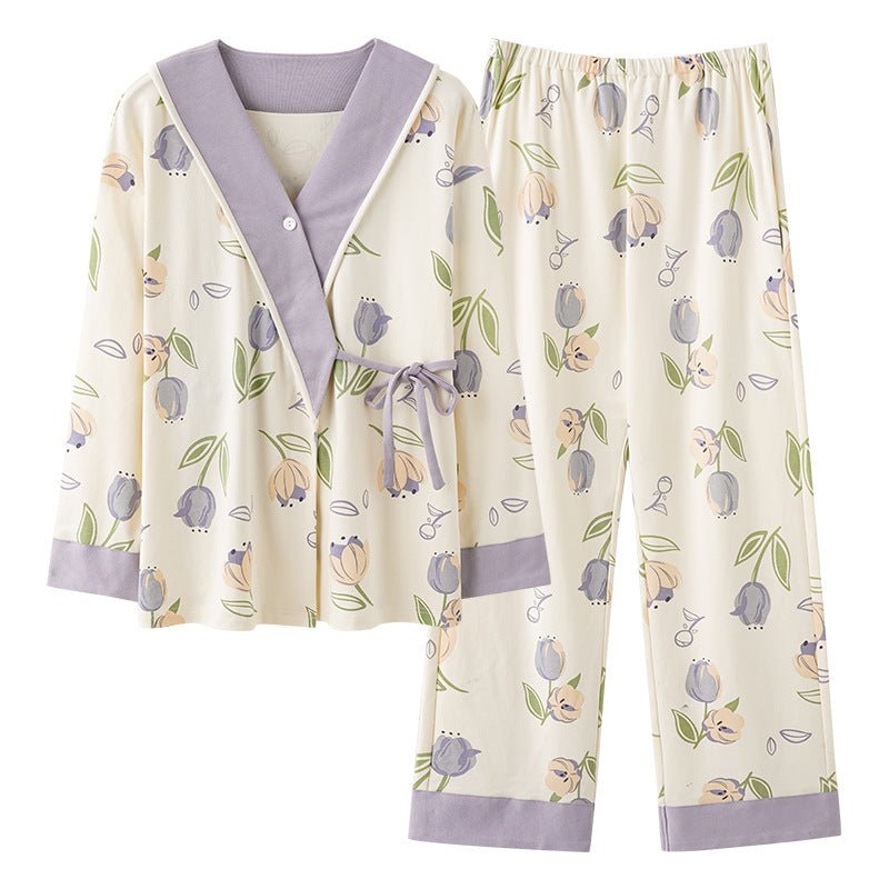 Lavender Bloom Maternity Padded PJ Set – Chic & Bra - Free Comfort - Zero Bra