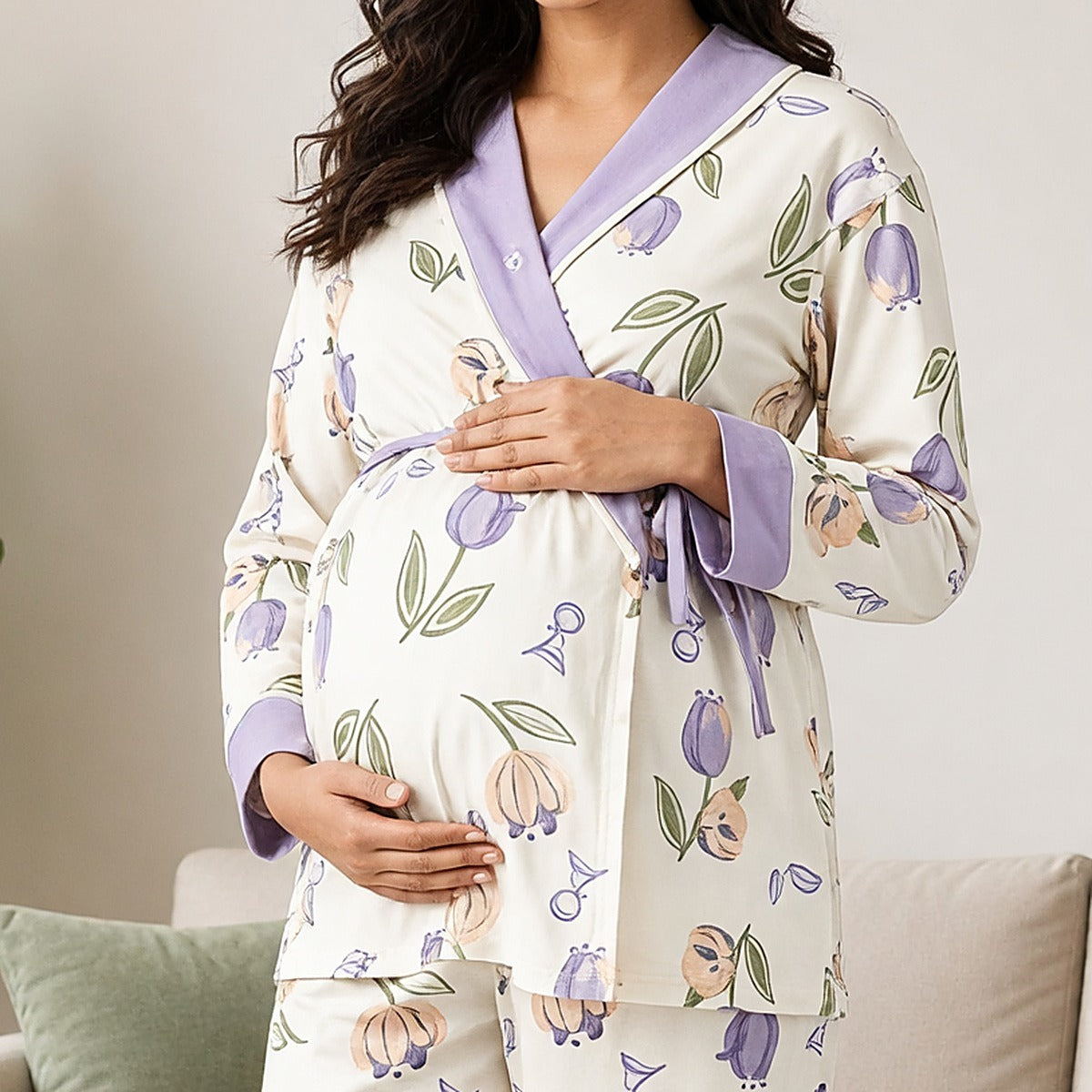 Lavender Bloom Padded Feeding Night Suit