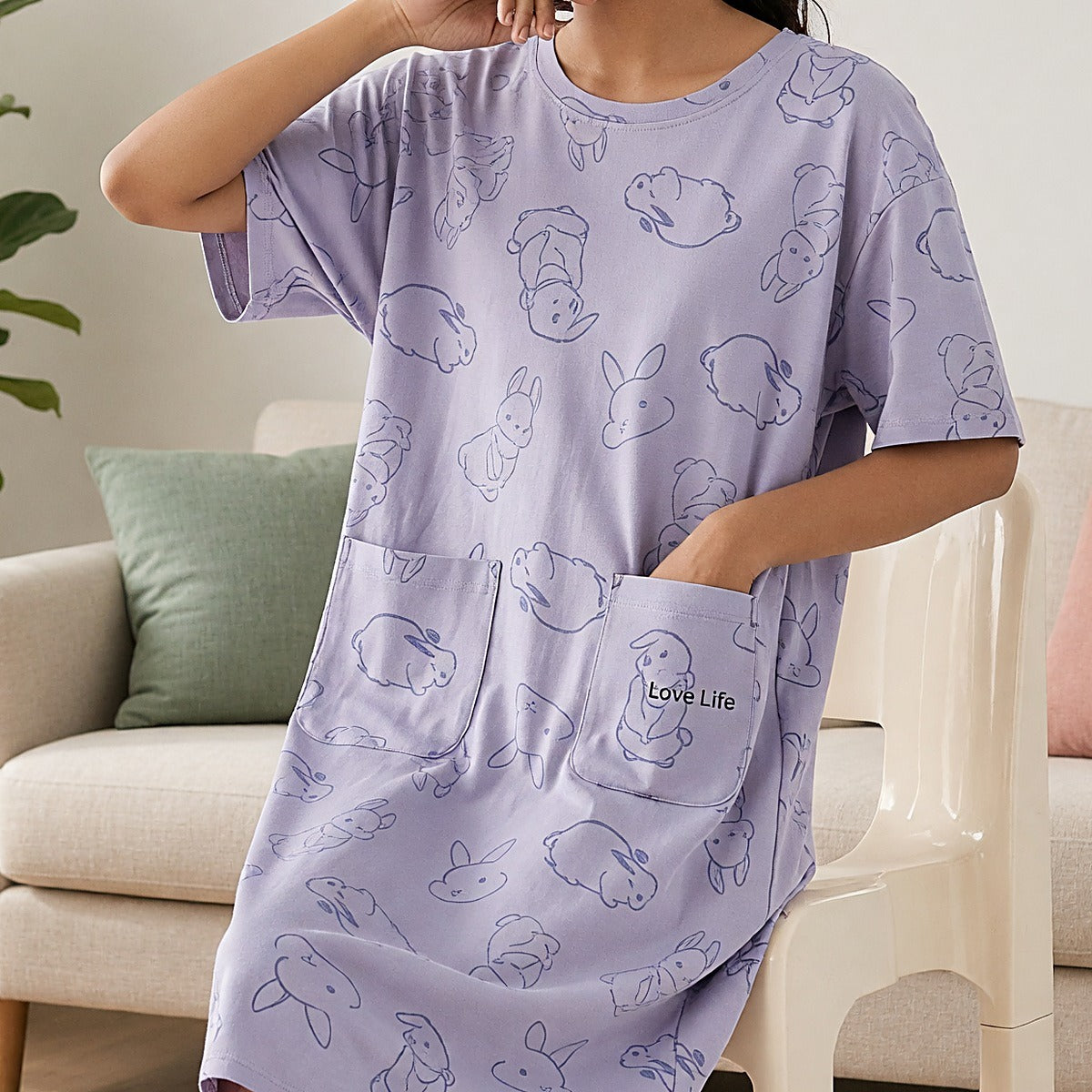 Lavender Bunny Padded Nighty