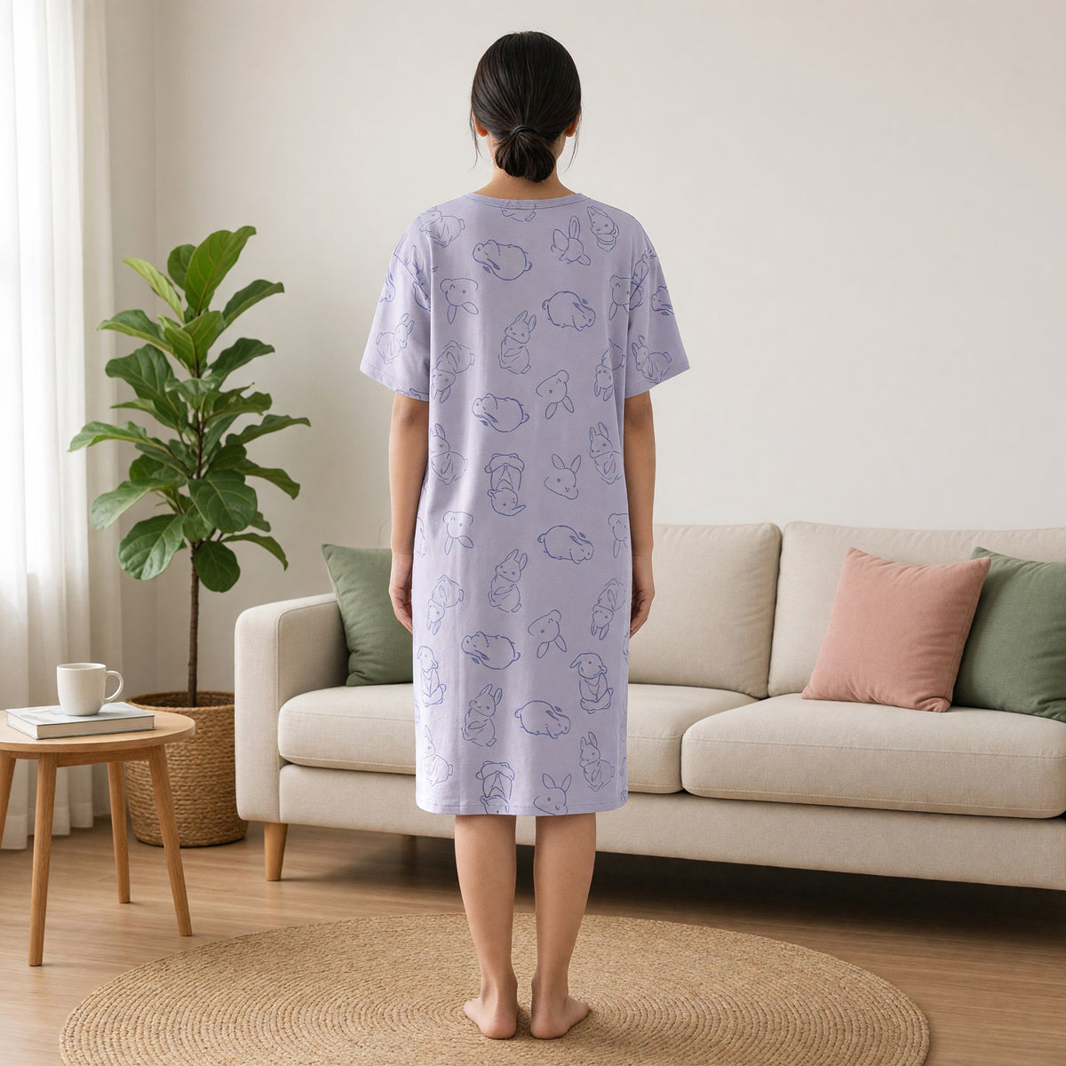 Lavender Bunny Padded Nighty