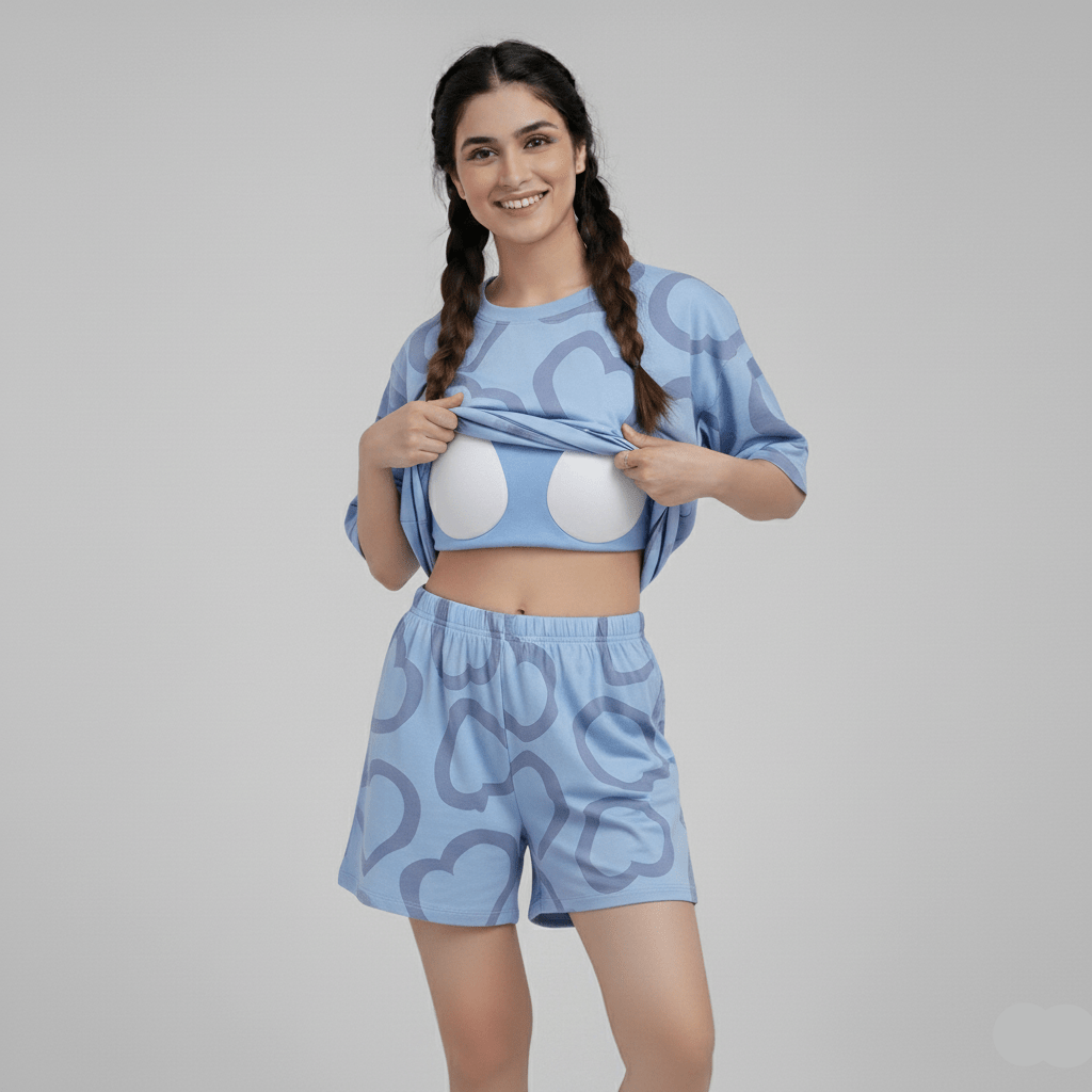 Lavender Love PJ Set β With Padded Comfort - Zero Bra