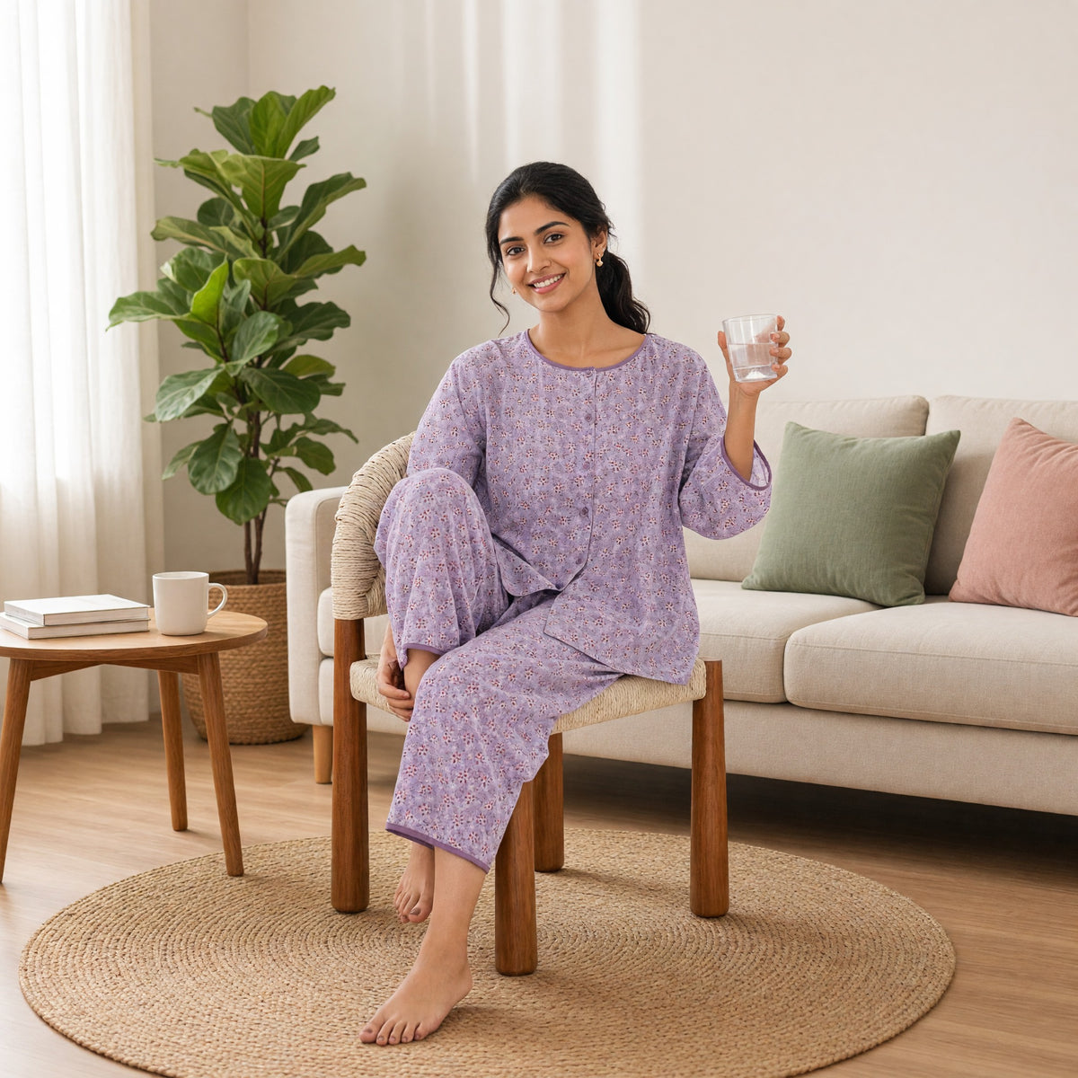 Lavender Meadow Padded Night Suit