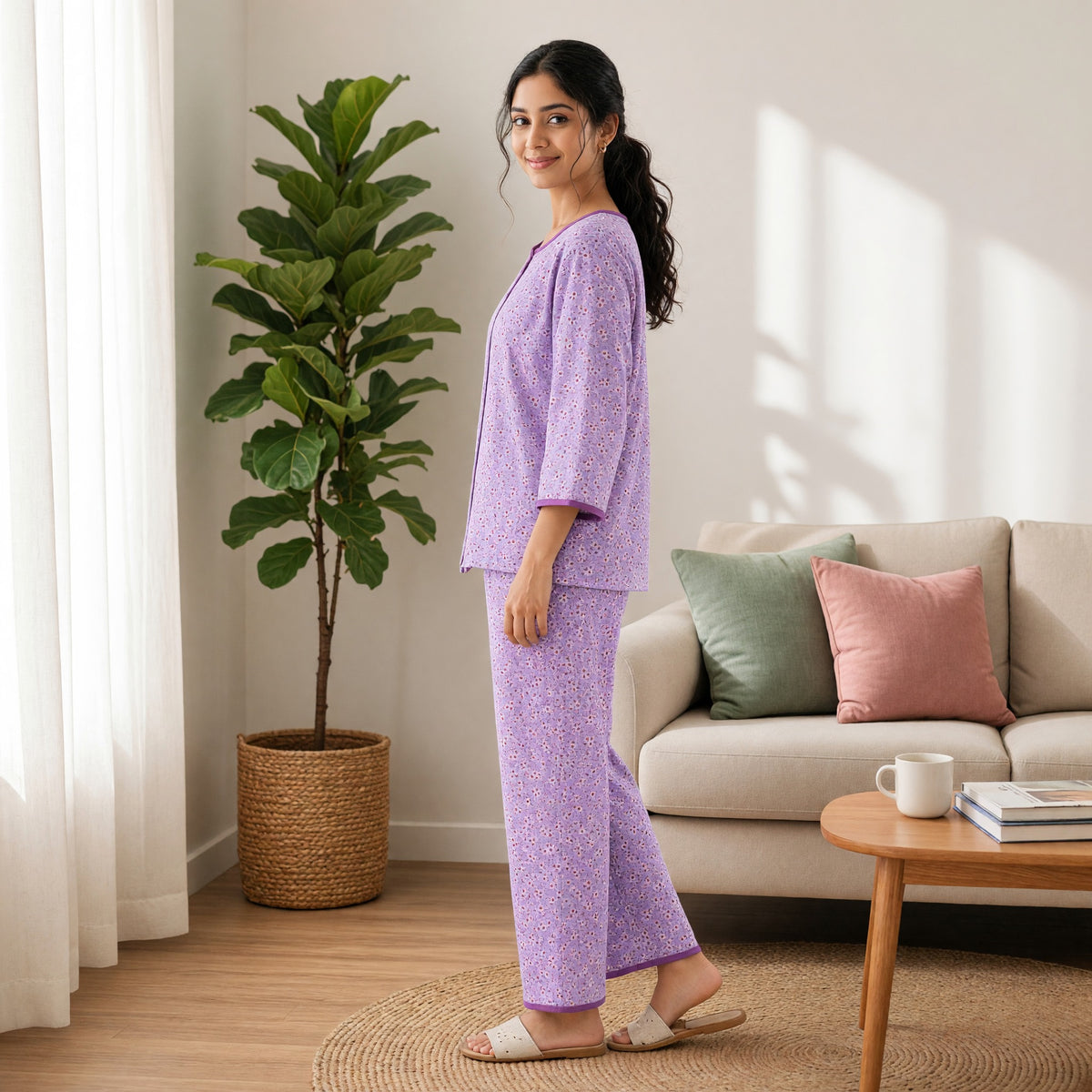 Lavender Meadow Padded Night Suit