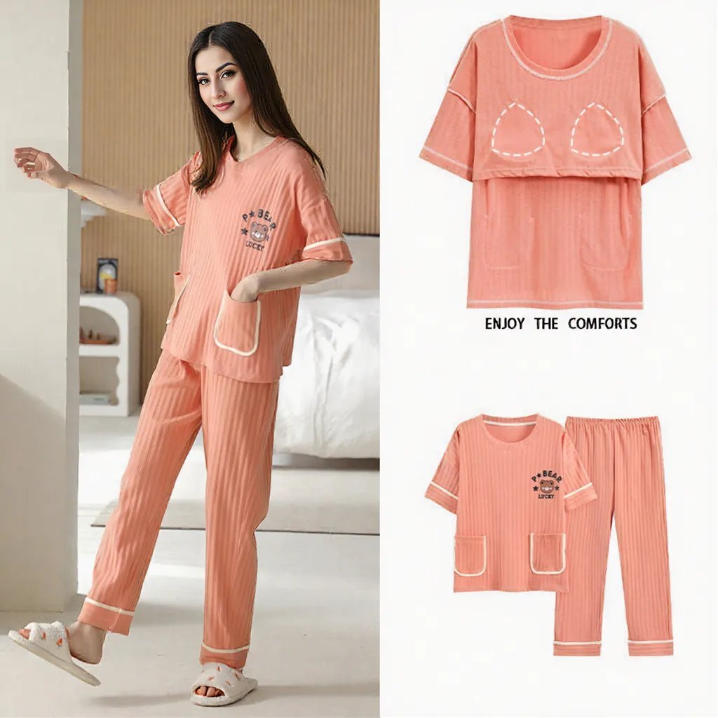 Lucky Bear Pocket PJ Set – With Padded Chill Vibes - Zero Bra