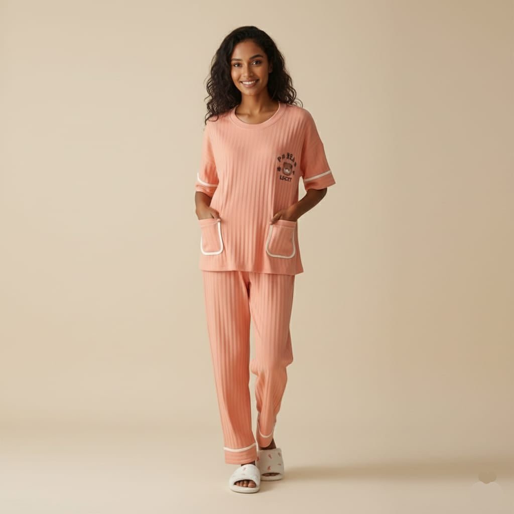 Lucky Bear Pocket PJ Set – With Padded Chill Vibes - Zero Bra