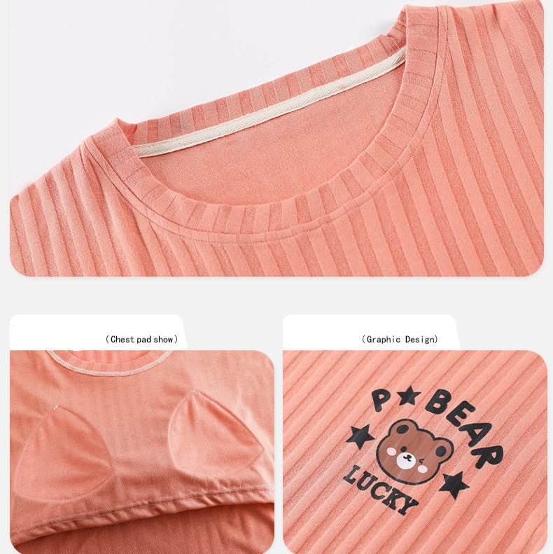 Lucky Bear Pocket PJ Set – With Padded Chill Vibes - Zero Bra