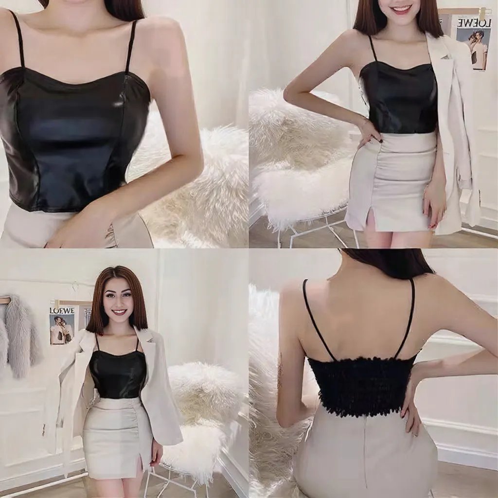 Luxe Faux Leather Corset Top – Bold & Chic - Zero Bra