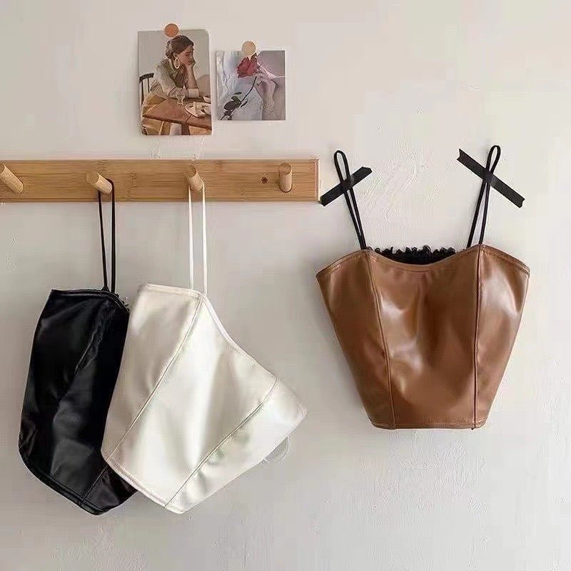 Luxe Faux Leather Corset Top – Bold & Chic - Zero Bra