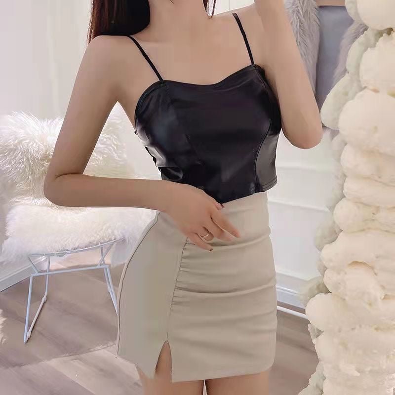 Luxe Faux Leather Corset Top – Bold & Chic - Zero Bra