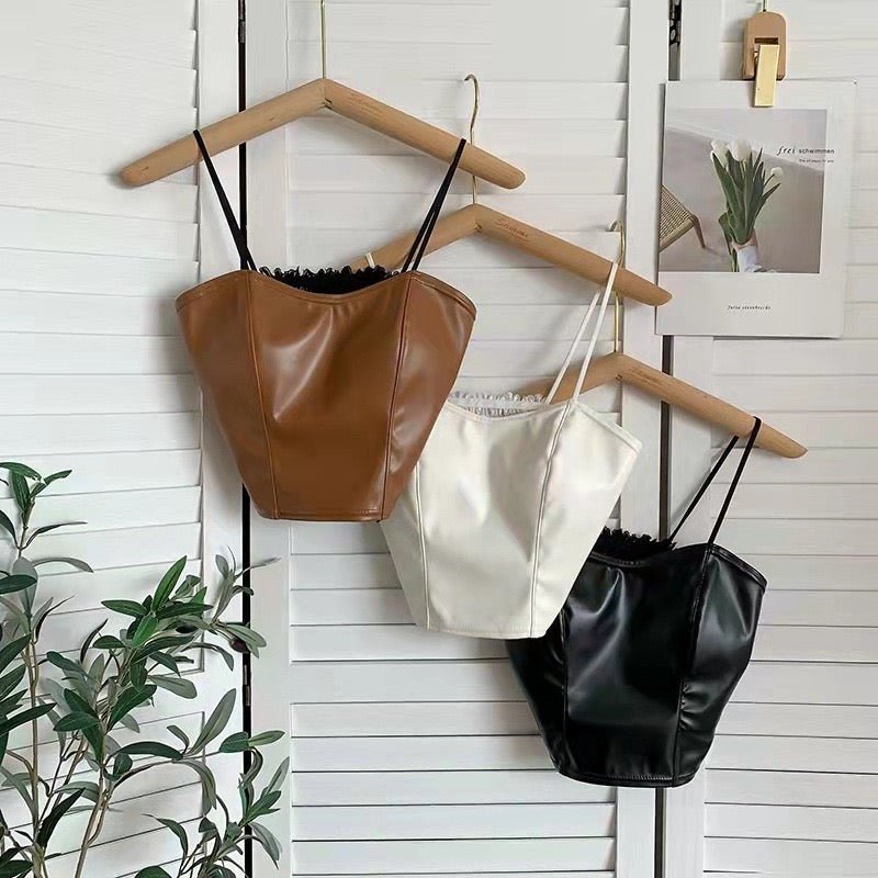 Luxe Faux Leather Corset Top – Bold & Chic - Zero Bra