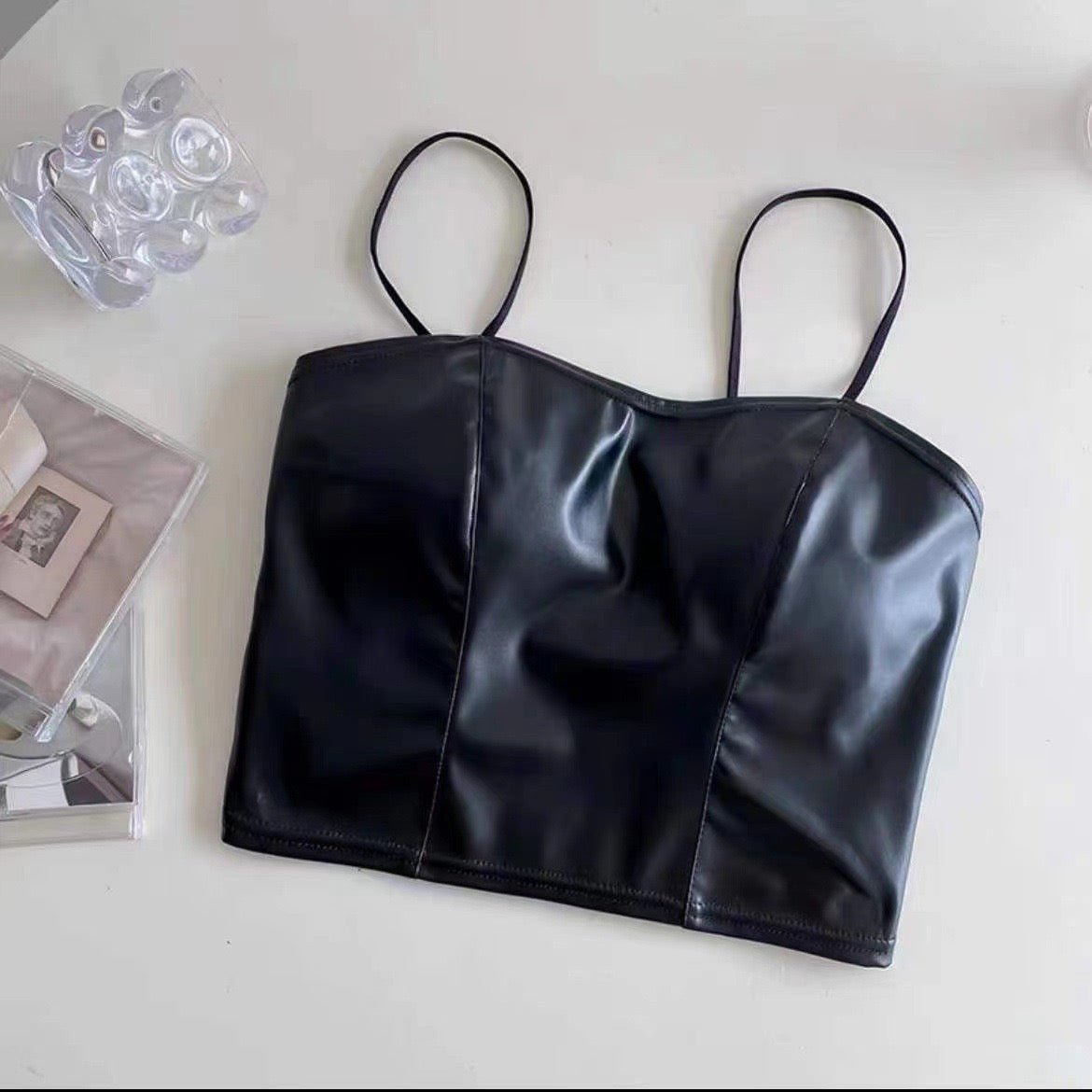 Luxe Faux Leather Corset Top – Bold & Chic - Zero Bra