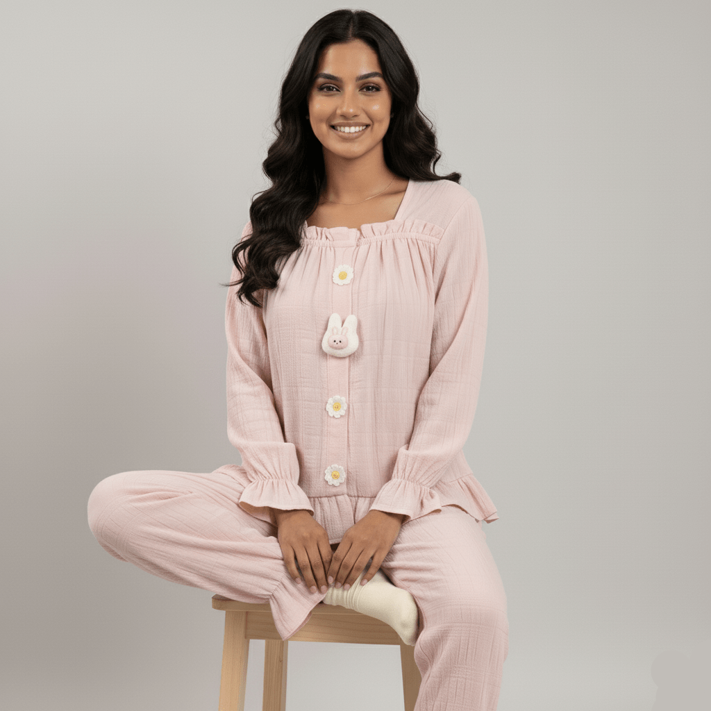 Marshmallow Bunny Padded PJ Set – Cream Puff Edition - Zero Bra