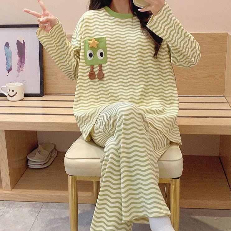 Matcha Vibes PJ Set – With Built - In Bra Bliss - Zero Bra