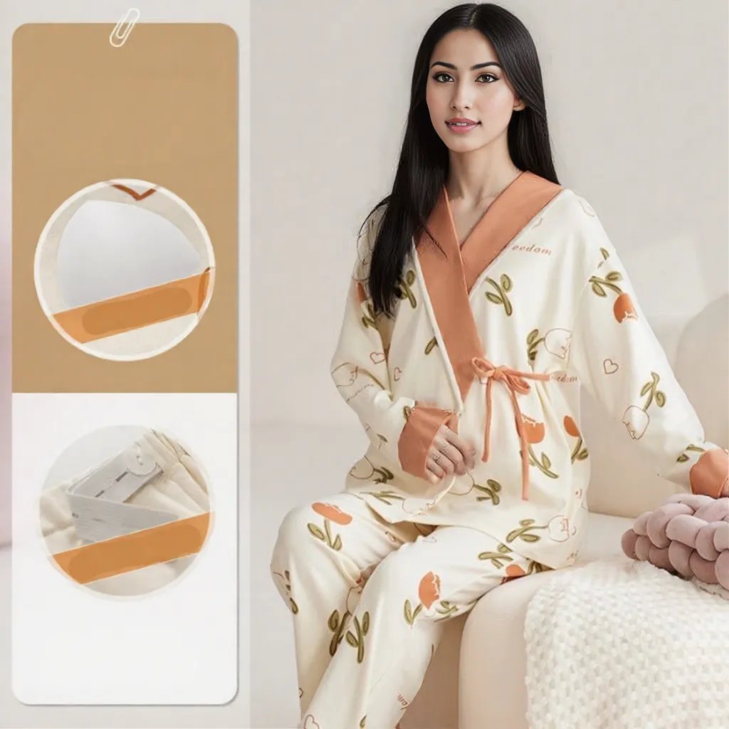 Maternity Tulip Dream Wrap PJ Set – With Padded Grace - Zero Bra