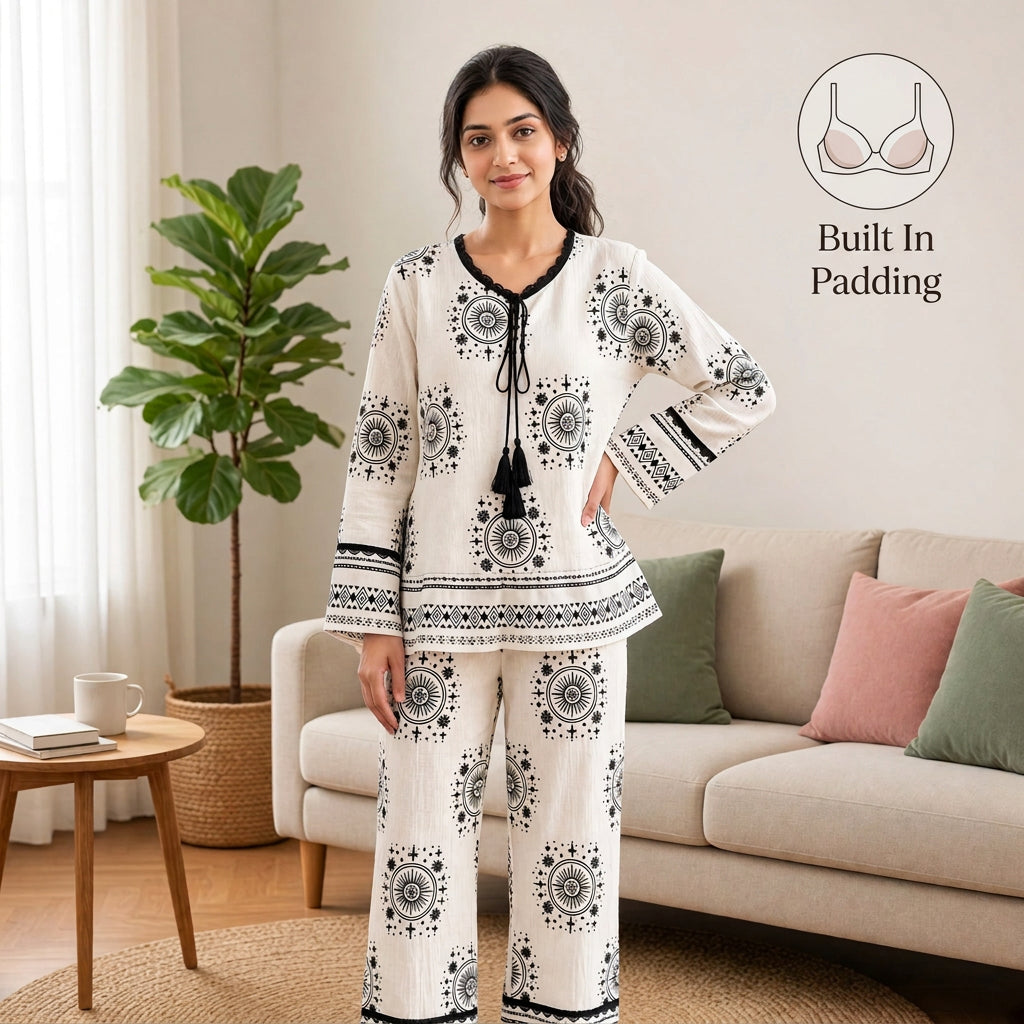 Midnight Boho Padded Night Suit