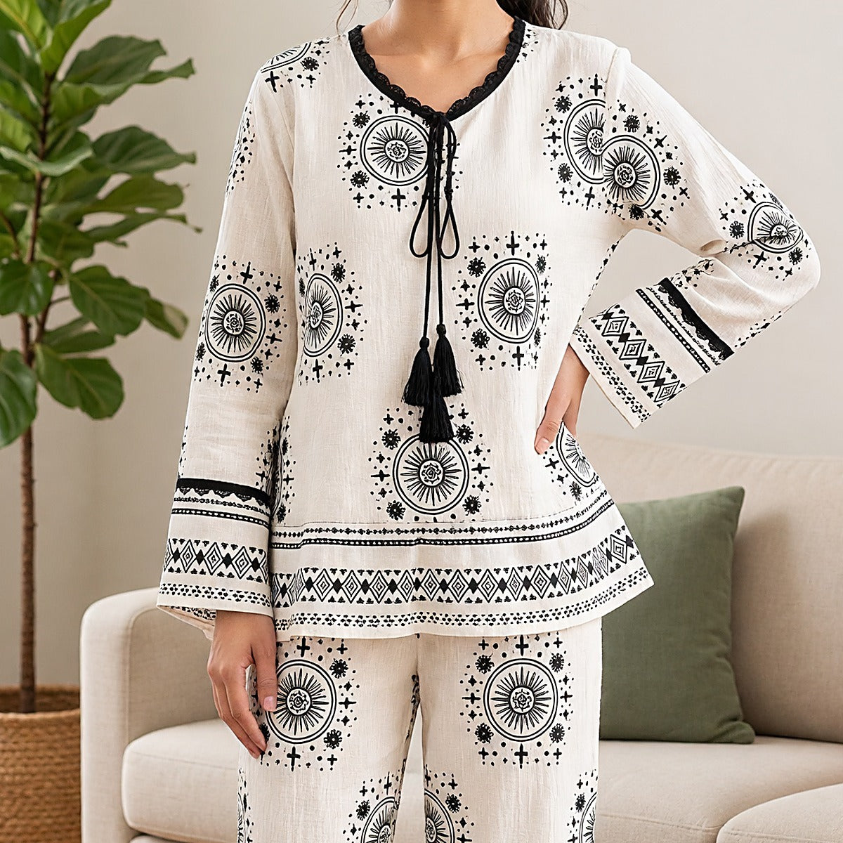 Midnight Boho Padded Night Suit