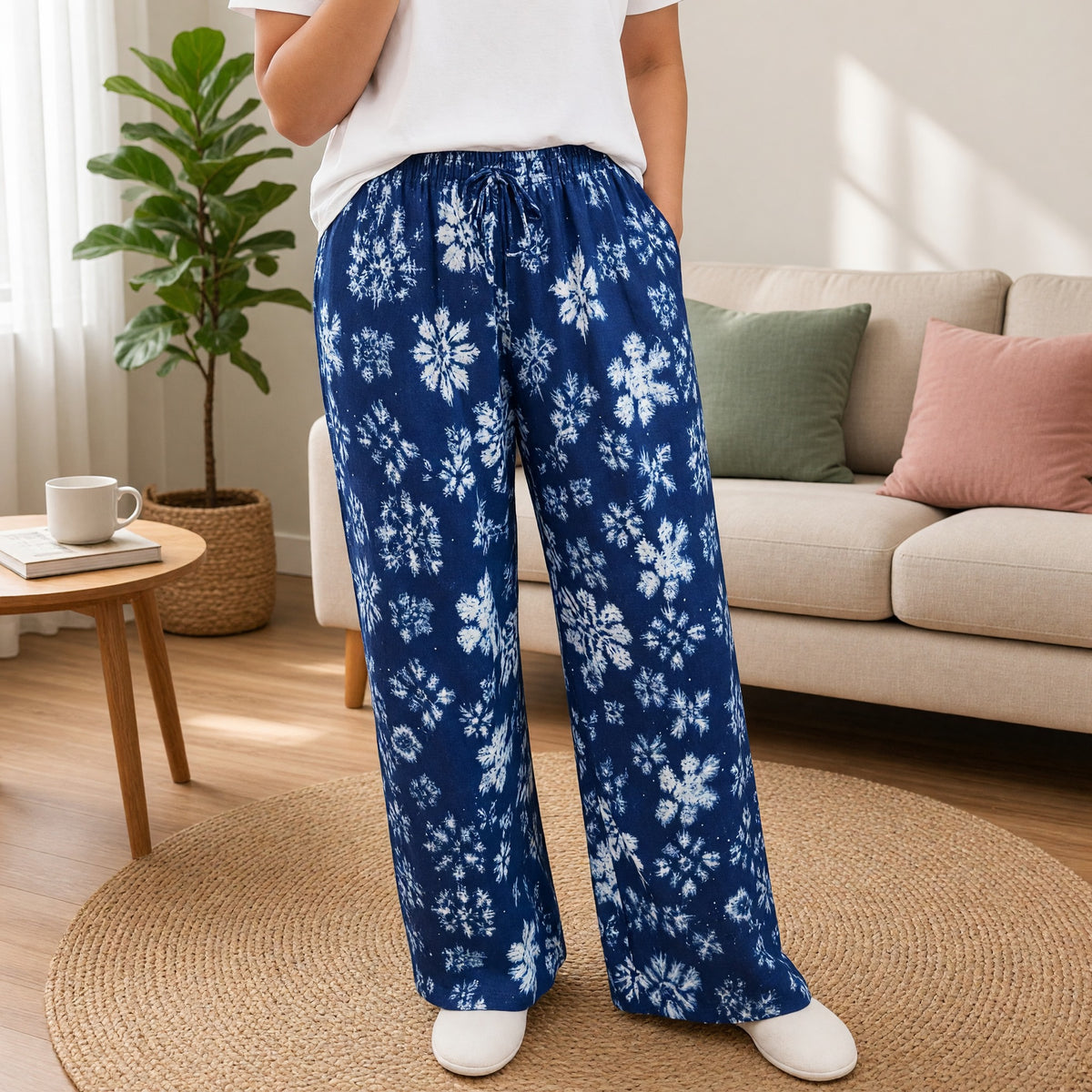 Midnight Floral Wide-Leg Lounge Pants