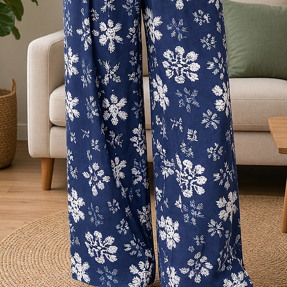 Midnight Floral Wide-Leg Lounge Pants