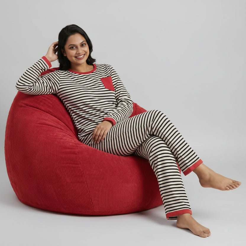 Midnight Mocha Stripe PJ Set β With Padded Magic - Zero Bra