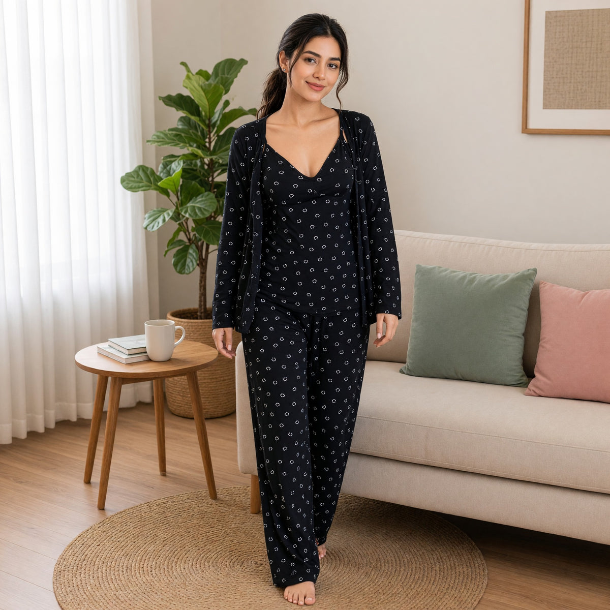 Midnight Smiley 3-Piece Padded Night Suit