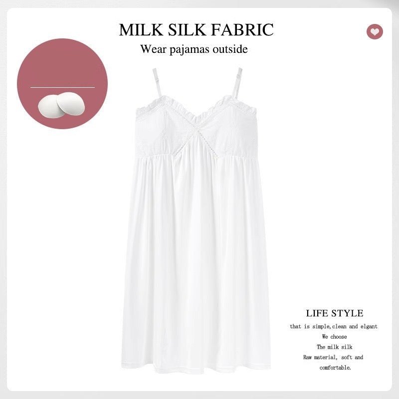 Milk Silk Built - In Bra Slip Dress β Effortless Elegance & Comfort - Zero Bra