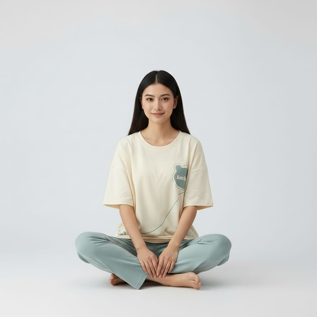 Mint Chill Lounge PJ Set – With Padded Bliss (3 - Piece Set) 🌿 - Zero Bra