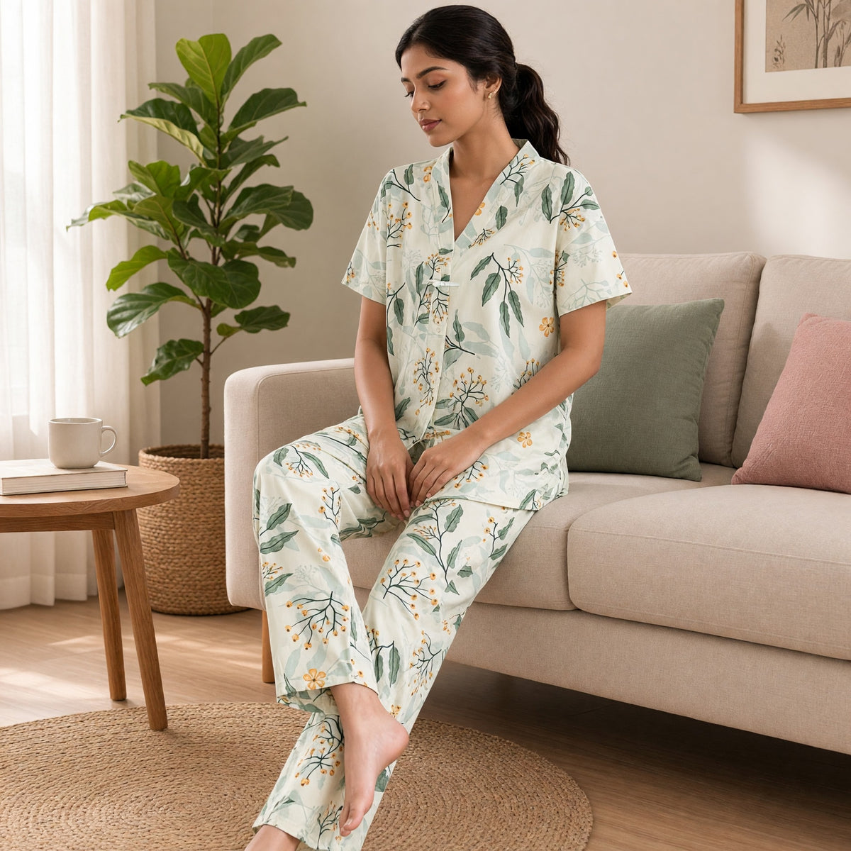Mint Meadow Floral Padded PJ Set