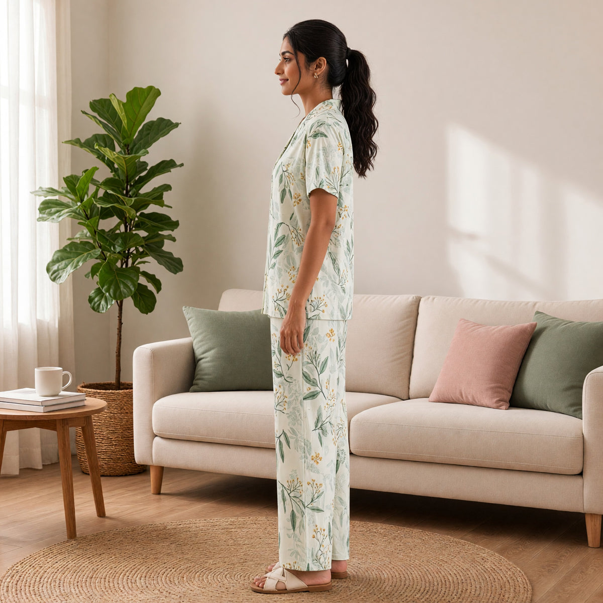 Mint Meadow Floral Padded PJ Set