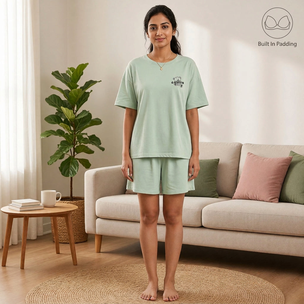 Mint Teddy Padded Sleep Tee