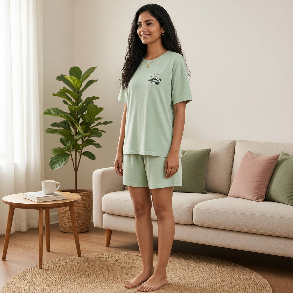Mint Teddy Padded Sleep Tee