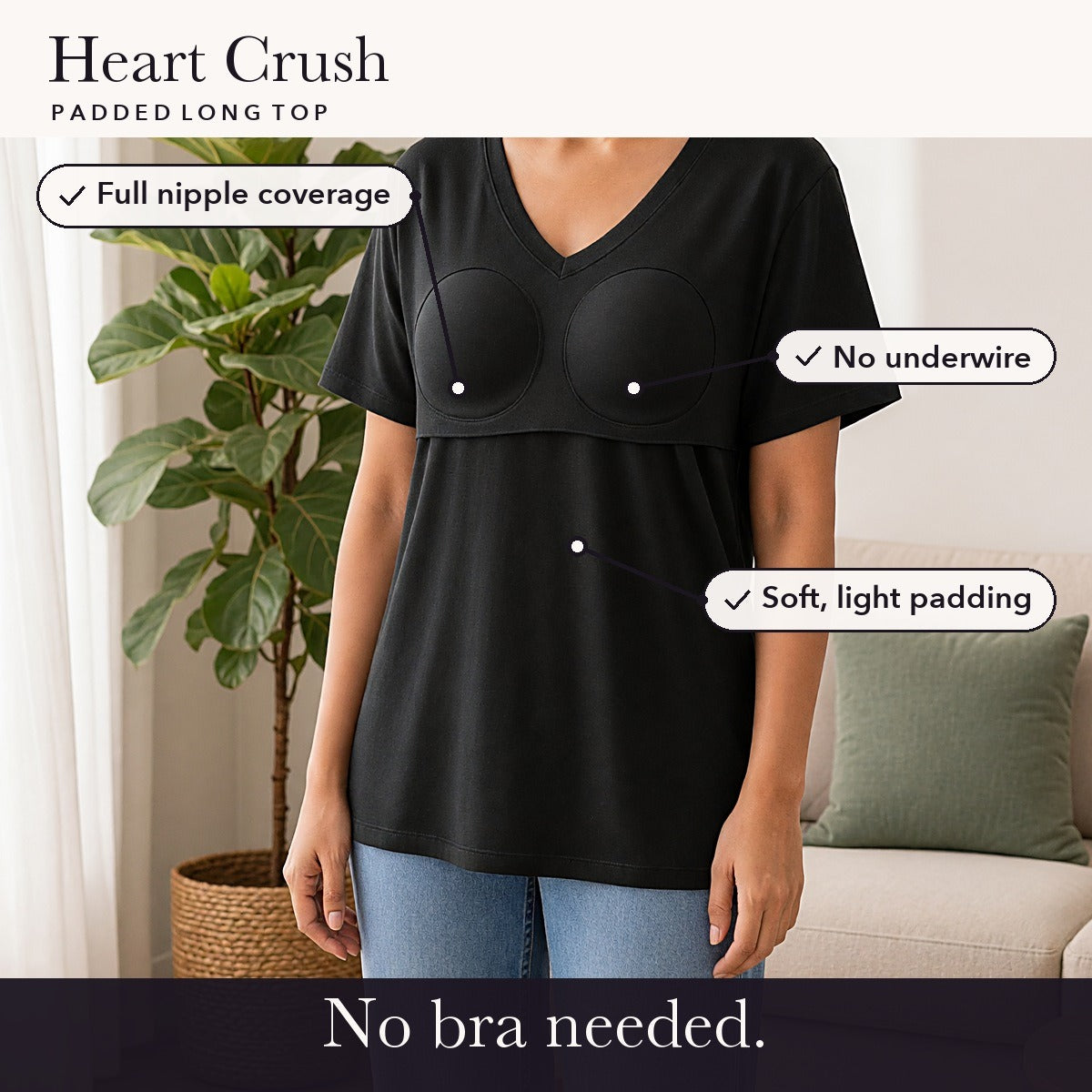 Modal Heart Crush Padded Long Top
