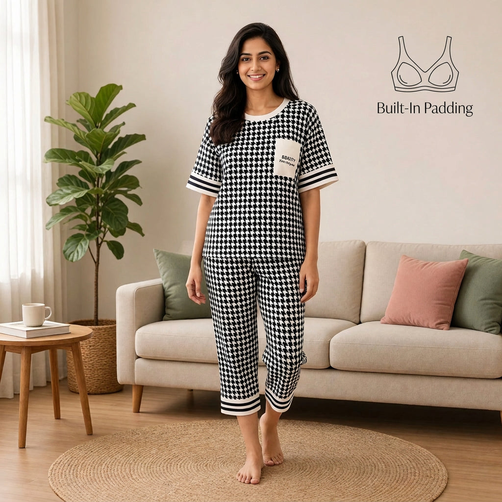 Monochrome Muse Padded Night Suit