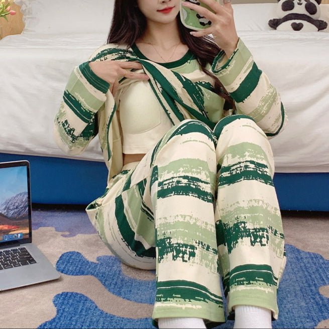 Mossy Vibes Pajama Set β Padded Edition - Zero Bra