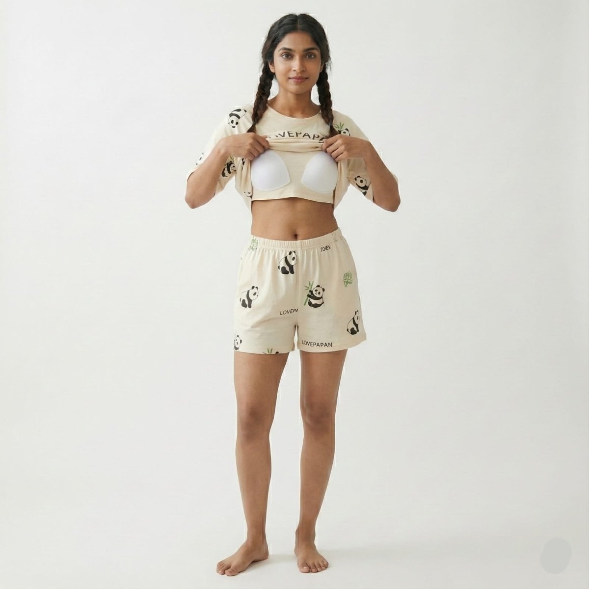 Panda Print Padded Pajama Set – Cute Meets Comfort - Zero Bra