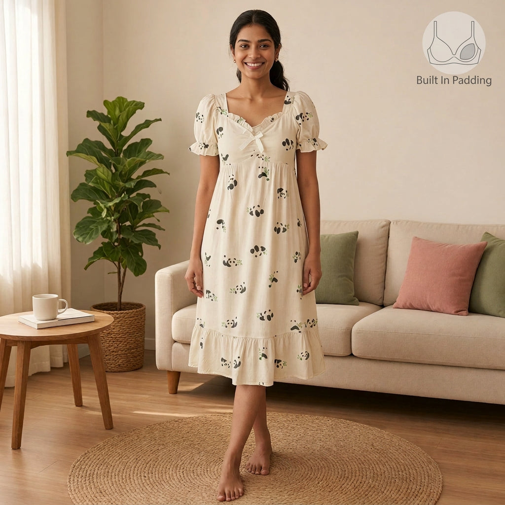 Panda Puff Padded Nighty