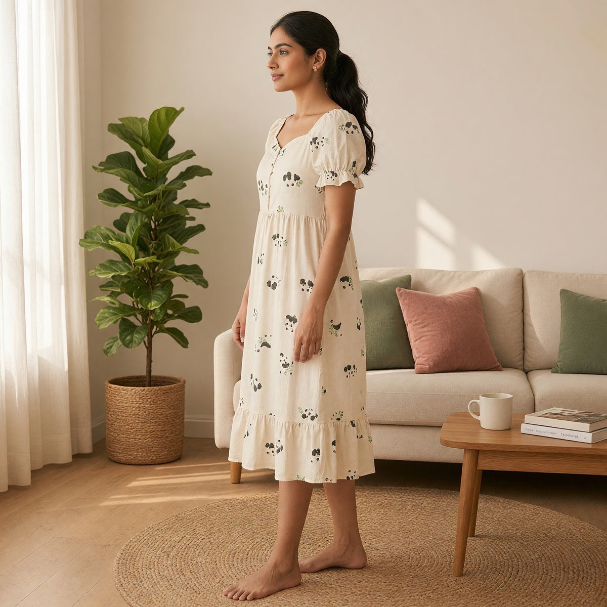 Panda Puff Padded Nighty