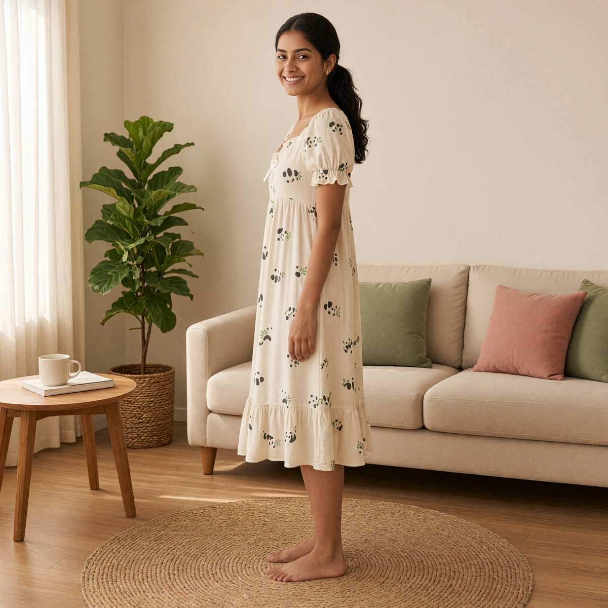 Panda Puff Padded Nighty