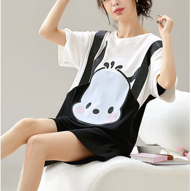 Panda Vibes Built - In Bra PJ Set – Monochrome Mood Edition - Zero Bra